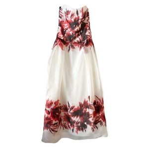 NWT Milly "Ava" Pop Art Floral Strapless Silk Gown | Size 8